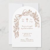 Elegant Hand-Drawn Floral Bow Arch Baptism Photo Kaart (Achterkant)