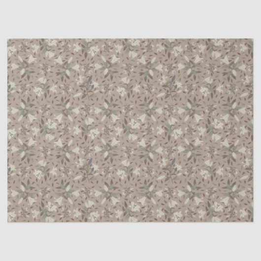 Elegant hand-Drawn Floral Lily Neutral Brown Tissuepapier (Voorkant)