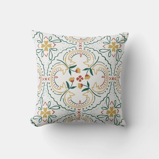 Elegant Hand-Drawn Floral Pattern Throw Pillow Kussen (Voorkant)