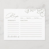 Elegant hand drawn floral sage green Recipe Card Briefkaart (Voorkant)