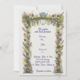 Elegant Hand-Drawn Floral Wedding Invitation  Kaart