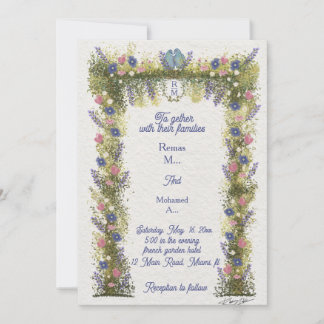 Elegant Hand-Drawn Floral Wedding Invitation  Kaart