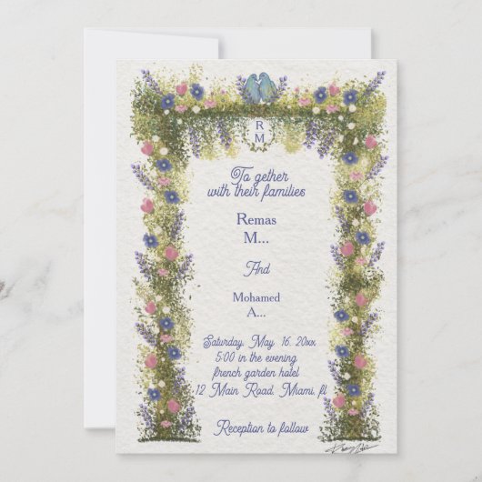 Elegant Hand-Drawn Floral Wedding Invitation  Kaart (Voorkant)