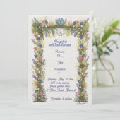 Elegant Hand-Drawn Floral Wedding Invitation  Kaart (Staand voorkant)