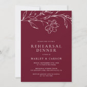 Elegant Hand Drawn Floral Wedding Rehearsal Dinner Kaart (Voorkant)