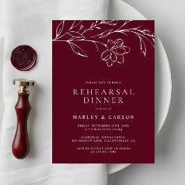 Elegant Hand Drawn Floral Wedding Rehearsal Dinner Kaart