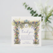 Elegant Hand-Drawn Floral Wedding Thank You Card Bedankkaart (Staand voorkant)