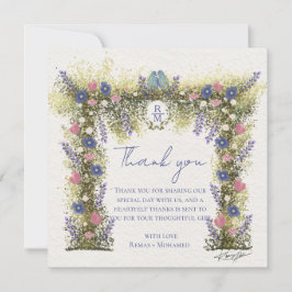 Elegant Hand-Drawn Floral Wedding Thank You Card Bedankkaart