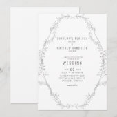  Elegant Hand-Drawn Foliage Wedding Invitat Kaart (Voorkant / Achterkant)