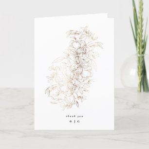 Elegant Hand Drawn Folie Botanical Monogram Wedden Bedankkaart