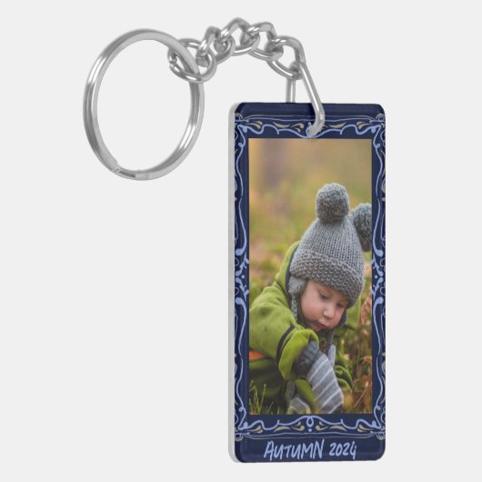 Elegant Hand Drawn Frame Custom Image Sleutelhanger (Voorkant Links)