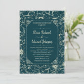 Elegant Hand-Drawn gouden Flower bruiloft Kaart (Staand voorkant)