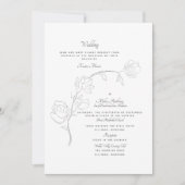 Elegant Hand-Drawn Jasmine B/W Twee Venue Kaart (Voorkant)