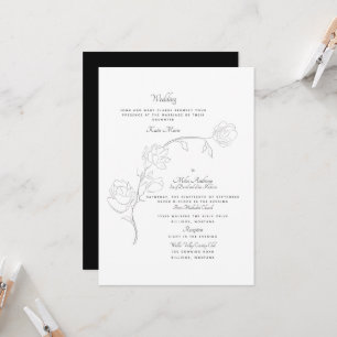 Elegant Hand-Drawn Jasmine B/W Twee Venue Kaart