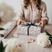 Elegant Hand-Drawn Peony & Leaf Floral Pattern Cadeaupapier