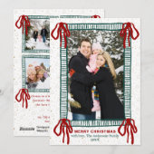 Elegant Hand Drawn Red Bow Christmas 5 Photo Feestdagenkaart (Voorkant / Achterkant)