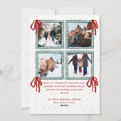 Elegant Hand Drawn Red Bow Christmas 5 Photo Feestdagenkaart (Achterkant)