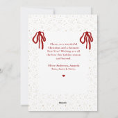 Elegant Hand Drawn Red Bow Christmas Photo Feestdagenkaart (Achterkant)