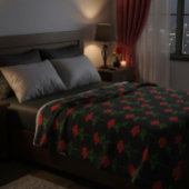 Elegant Hand-Drawn Rose Throw Blanket Fleece Deken