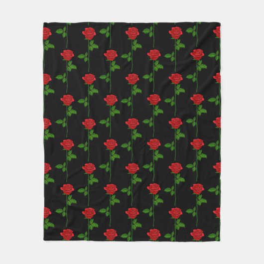 Elegant Hand-Drawn Rose Throw Blanket Fleece Deken (Voorkant)