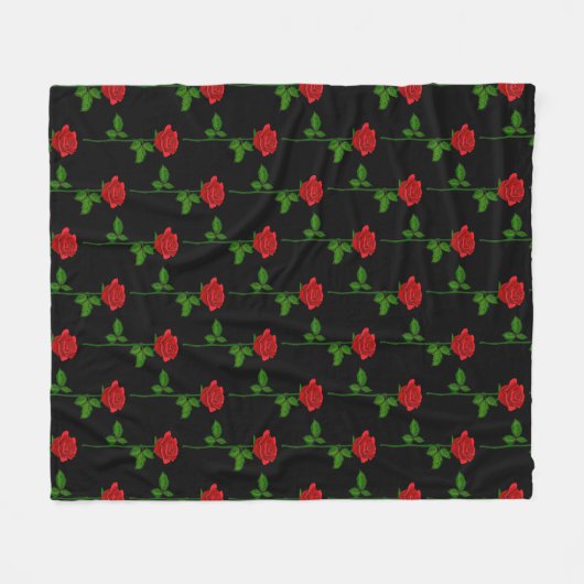 Elegant Hand-Drawn Rose Throw Blanket Fleece Deken (Voorkant (Horizontaal))