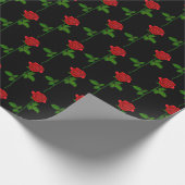 Elegant Hand-Drawn Rose Wrapping Paper on Black Cadeaupapier (Hoek)