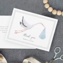 Elegant Hand Drawn Stork Boys Baby shower