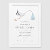 Elegant Hand Drawn Stork Boys Baby shower Magnetische Uitnodiging (Voorkant)