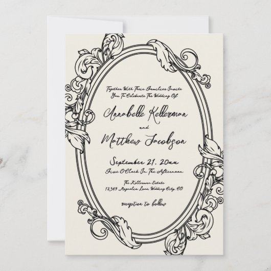 Elegant Hand Drawn Vintage Wedding Kaart (Voorkant)