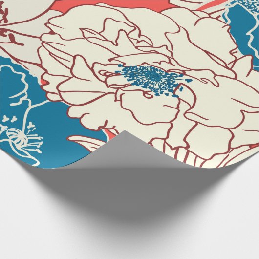 Elegant hand getekend Floral patroon, tuinbloemen. Cadeaupapier (Hoek)