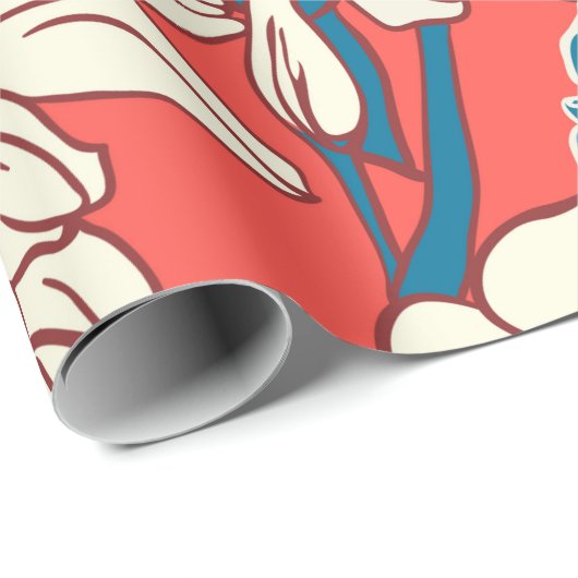 Elegant hand getekend Floral patroon, tuinbloemen. Cadeaupapier (Rol Hoek)