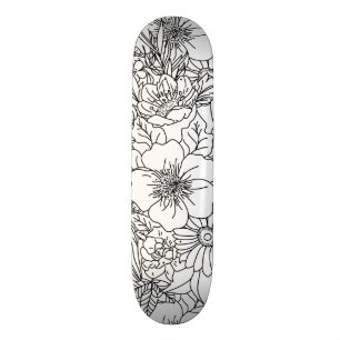Elegant Hand getrokken bloemenkrabbelsontwerp Skateboard