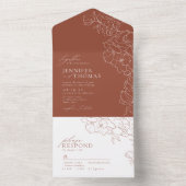 Elegant hand getrokken florale terracotta bruiloft all in one uitnodiging (Binnen)