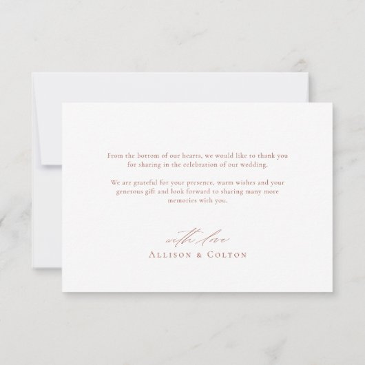 Elegant hand getrokken florale terracotta bruiloft bedankkaart (Achterkant)