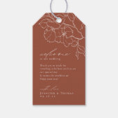 Elegant hand getrokken florale terracotta bruiloft cadeaulabel (Voorkant)