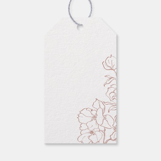 Elegant hand getrokken florale terracotta bruiloft cadeaulabel (Achterkant)