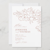 Elegant hand getrokken florale terracotta bruiloft kaart (Voorkant)