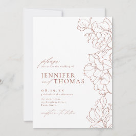 Elegant hand getrokken florale terracotta bruiloft kaart