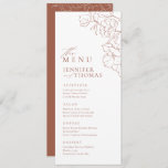 Elegant hand getrokken florale terracotta bruiloft menu<br><div class="desc">Elegant delicaat handgetekende bloemenillustratie en moderne scripttypografie,  in terra cotta en witte kleur,  eenvoudig en romantisch. Geweldige brutale trouwmenu's voor een moderne rustige bruiloft,  landtuinbruiloft en eenvoudige boho bruiloft in de herfst en de winter. Volledig aanpasbaar met kleuren die overeenkomen met je trouwthema. Bekijk alle overeenkomende stukken in collectie.</div>