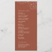 Elegant hand getrokken florale terracotta bruiloft programmakaart (Achterkant)