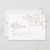 Elegant hand getrokken florale terracotta bruiloft RSVP kaartje (Voorkant)