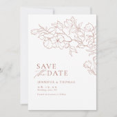 Elegant hand getrokken florale terracotta bruiloft save the date (Voorkant)