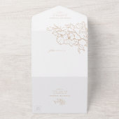 Elegant hand-getrokken gouden valbruiloft all in one uitnodiging (Buitenkant)