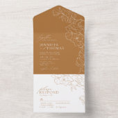 Elegant hand-getrokken gouden valbruiloft all in one uitnodiging (Binnen)