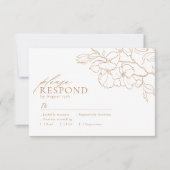 Elegant hand-getrokken gouden valbruiloft RSVP kaartje (Voorkant)