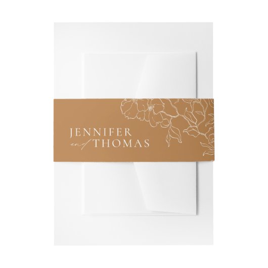 Elegant hand-getrokken gouden valbruiloft uitnodigingen wikkel (Voorkant Voorbeeld)
