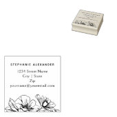 Elegant hand-getrokken inkbloemen, aangepast rubberstempel (Gestempeld)