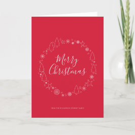 Elegant hand getrokken Wreater Red Holiday Card Feestdagen Kaart