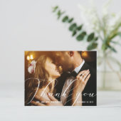 Elegant hand kalligrafie Foto's Weddenschap Bedank Briefkaart (Staand voorkant)