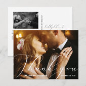 Elegant hand kalligrafie Foto's Weddenschap Bedank Briefkaart (Voorkant / Achterkant)
